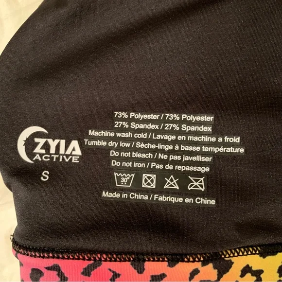 ZYIA Active Rainbow Leopard Light n Tight Strappy Bra w/ pads Small Activewear - Picture 4 of 11